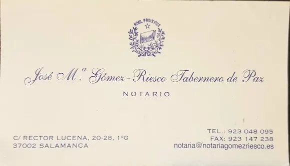 Notaría José M°Gómez -Riesco Tabernero de Paz
